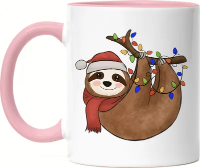 Produktbild von Weihnachts-Faultier Tasse Rosa Geschenkidee Faultier-Fans Sloth Süßes Motiv für Weihnachten für Familie Freunde