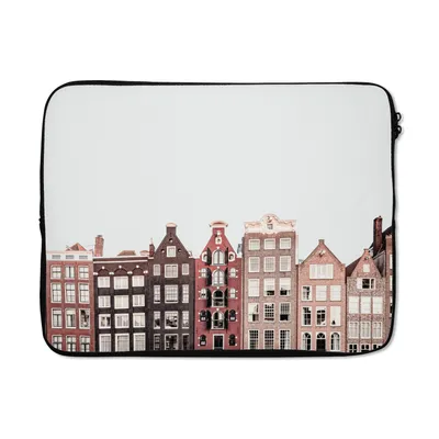 Produktbild von MuchoWow® Laptop Hülle 17 Zoll Laptoptasche Amsterdam - Architektur - Häuser - Straße - Zipper - Schutzabdeckung