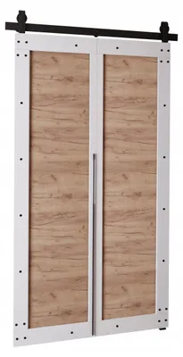 Produktbild von KierMoebel Schiebetür Komplettset QUDIO M2 Weiß + Craft 96x205x3,2 cm Wohnzimmer Schiebetür