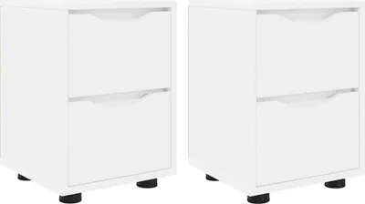 Image de Tables de chevet avec tiroir 2 pcs Blanc 30,5 x 30 x 43 cm