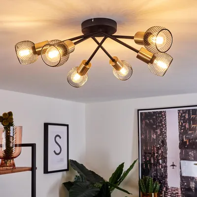 Produktbild von Pieve »Pieve« Deckenlampe aus Metall schwarz, gold Zimmerlampe 6-flammig