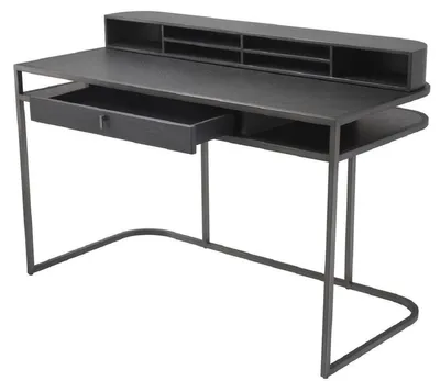 Produktbild von Casa Padrino Luxus Schreibtisch mit Schublade und abnehmbaren Regalaufsatz Dunkelgrau 130 x 60 x H. 75 cm - Büromöbel