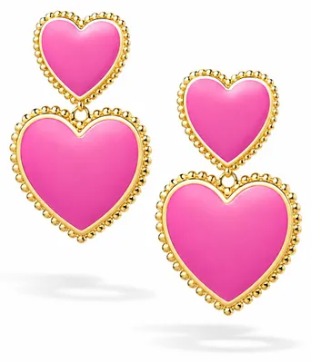 Produktbild von Ohrhänger Doppelherz Rosa Pink Rot Liebe  Romantik Passion Ohrringe Yehwang.Farbe:Pink