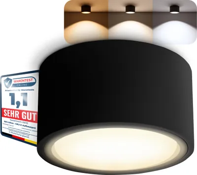 Produktbild von SSC-LUXon CELI-X LED Aufbaulampe schwarz rund flach - 3CCT Lichtfarbe warmweiß neutralweiß kaltweiß - GX53 3W 230V Deckenleuchte Innen