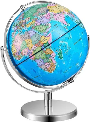 Image de Globe terrestre rotatif, modèle standard, 13"/33 cm, en cuir ABS à 720°, pour les enfants, pour l'enseignement scolaire et la géographie