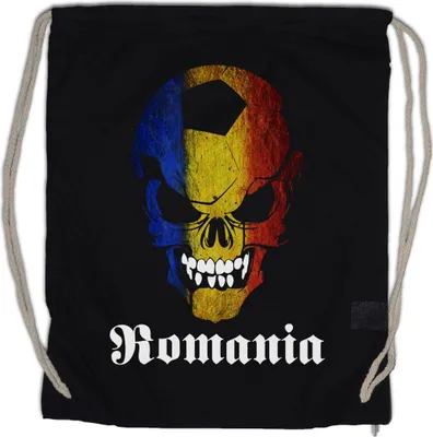 Produktbild von Urban Backwoods Classic Romania Football Skull Flag, Turnbeutel, Farbe: Schwarz