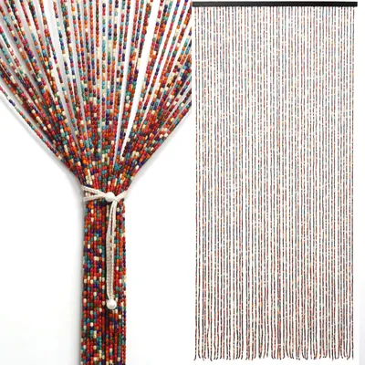 Perlenvorhang 90x190 cm, 52 Stränge, Bambus, bunt
