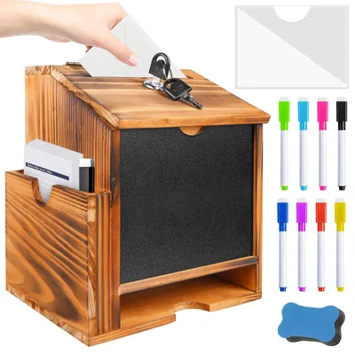 Productafbeelding van Houten suggestiebox, 20,3 x 15 x 27 cm, afsluitbaar, met bordstift