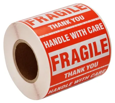Image de Autocollants fragiles, dimensions 50 mm x 76 mm, 500 étiquettes