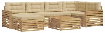 Immagine prodotto di Set da salotto da esterno vidaXL, 7 pezzi, bianco e beige