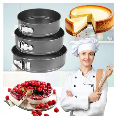 Produktbild von Backform Kuchen Tortenform Rund Set 3 Stück 22/24/26 cm