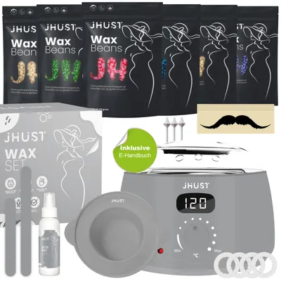 Produktbild von JHUST Wachswärmer-Set mit 600 g Wachsperlen und umfangreichem Zubehör, inkl. After-Wax-Spray, Waxgerät (Grau)