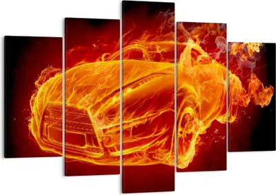 Produktbild von Bild auf Leinwand - Leinwandbild - Auto Flammen Räder - 150x100cm - Wand Bild - Wanddeko - Leinwanddruck - Bilder - Kunstdruck - Wanddekoration - Leinwand bilder - Wandkunst - EA150x100-0199