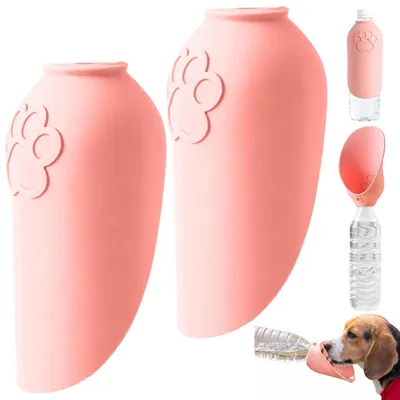 Trinkaufsatz für Hundeflaschen, 2 Stück, Rosa
