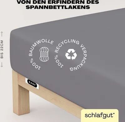 Produktbild von schlafgut Easy Jersey Spannbettlaken 90x190 - 100x200cm Grey Mid Spannbetttuch 100% Baumwolle
