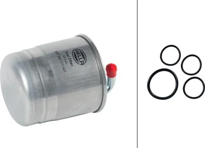 Image de Filtre à carburant Filtre en ligne Ø 91 mm HELLA pour, entre autres, MERCEDES-BENZ CLASSE C