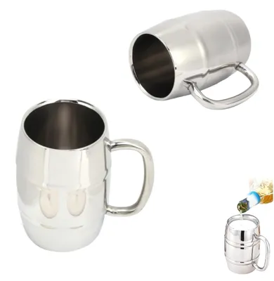 Immagine prodotto di Bicchiere termico in acciaio inossidabile a doppia parete - Tazza da viaggio - Tazza per caffè - Tazza isolante - Con manico