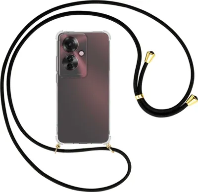 Produktbild von Handykette Backcover-Schutzhülle mit Band (Metall goldfarben) für Oppo Reno11 F 5G - schwarz