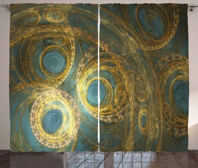 Produktbild von ABAKUHAUS Steampunk Rustikaler Vorhang, Abstrakt surrealistische, Wohnzimmer Universalband Gardinen mit Schlaufen und Haken, 280 x 175 cm, Gelb und Blau