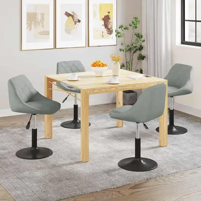 Obrázok produktu pre vidaXL Stoličky do jedálne 4 ks. Otočné svetlosivé zamatové