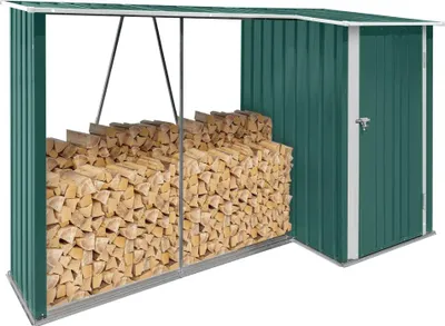 Obrázok produktu pre Kondela Prístrešok na drevo s kôlňou Arpol Typ 2 270x104x159 cm - tmavozelená