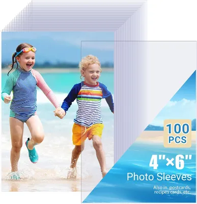 Productafbeelding van van 100 A6 fotohoezen - Doorzichtige fotokaarthoezen 10x15 cm - Zuurvrije plastic velbeschermers voor foto's - Ansichtkaarten en recepten