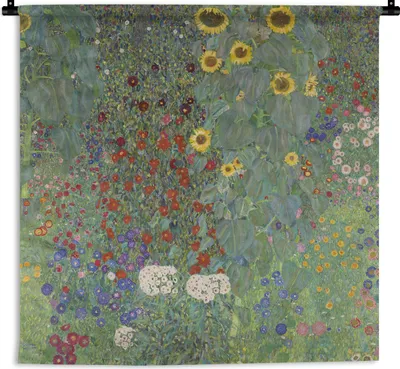 Produktbild von MuchoWow® Wandteppich Wandbehang Bauerngarten mit Sonnenblumen - Gustav Klimt 150x150 cm Tapisserie Dekoration Wandtuch - Wohnaccessoires - Modernes