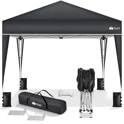 Produktbild von Faltpavillon Gartenpavillon Partyzelt - 3 x 3 m - Wasserdicht - UV 50+ - Anthrazit - Für Terrasse und Camping