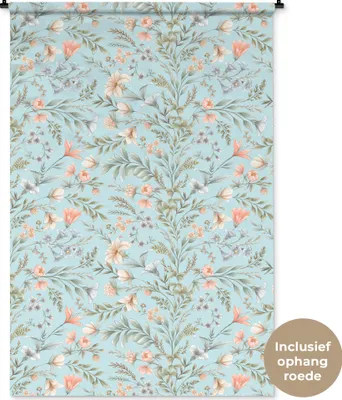 Produktbild von MuchoWow® Wandteppich Wandbehang Vintage - Pflanzen - Blumen 120x180 cm Tapisserie Dekoration Wandtuch - Schlafzimmer - Dekorationen für das Haus