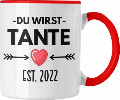 Produktbild von Trendation - Onkel Du Wirst Onkel 2022 Geschenk Schwangerschaft Verkünden Onkel Überraschung Baby Kaffeetasse (Rot)