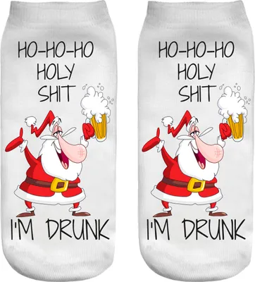 Produktbild von Weihnachtssocken, Sneaker, Sportsocken, Socken Damen, lustiges 3D-Motiv, Holy Shit & Drunk [001]
