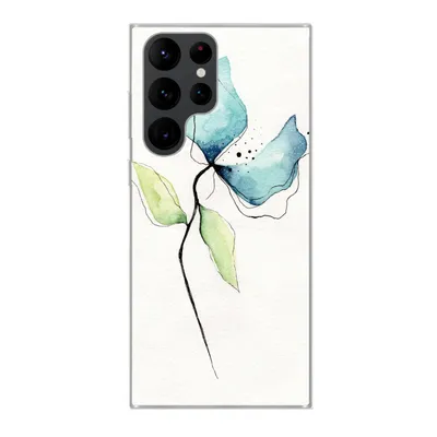 Produktbild von MuchoWow® Handyhülle Schutzhülle Hülle für Samsung Galaxy S22 Ultra Blumen - Aquarell - Blau Silikon Softcase Handy Hülle - Abbildung