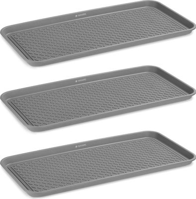 Navaris Schuhablage Schuhabtropfschale - 3x Schuhmatte Abtropfmatte - Schuh Abtropfschalen Grau für Schuhe - Schuh Abtropfschalen Regen Herbst Winter