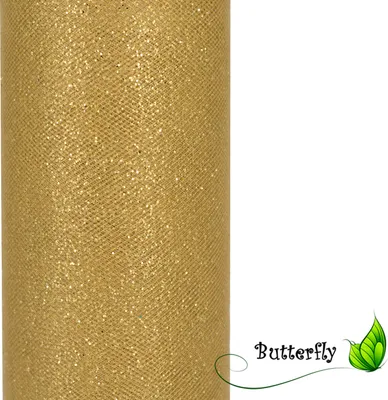 Produktbild von Glitzer Tüll 15cm, 9 Meter, Farbe:gold 687H