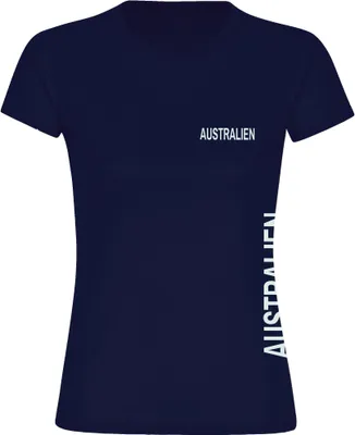 Produktbild von multifanshop Damen T-Shirt - Australien - Brust & Seite, navi, Größe M
