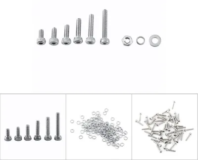 Schrauben Set von 600 RVS M2 Zylinderschrauben mit Muttern und Unterlegscheiben