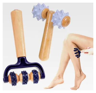 Produktbild von Massageroller mit Griff, 2 Stück, Igelball Massagebälle für Selbstmassage und Muskelentspannung