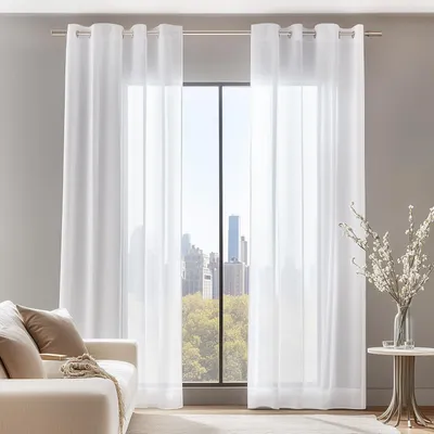Produktbild von Transparente Ösenvorhänge 175x140 cm Weiß 2er Set