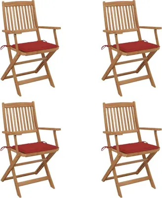 Produktbild von Klappbare Gartenstühle 4 Stk. mit Kissen Massivholz Akazie