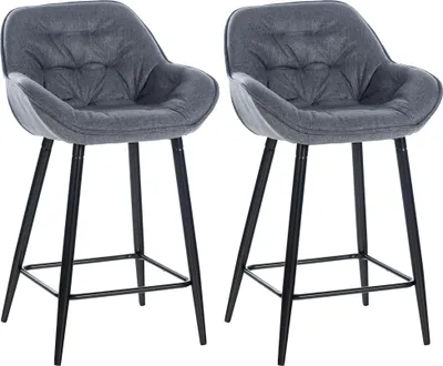 Produktbild von CLP 2er Set Barhocker Gibson Tresenstuhl gepolstert mit Fußstütze grau Material Stoff