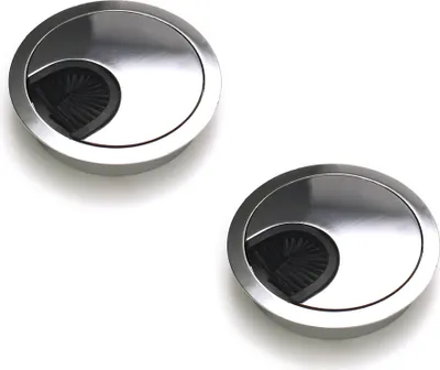 Produktbild von 2er Set sossai Metall Kabeldurchlass Ø60mm in Chrom Schreibtisch Kabeldurchführung
