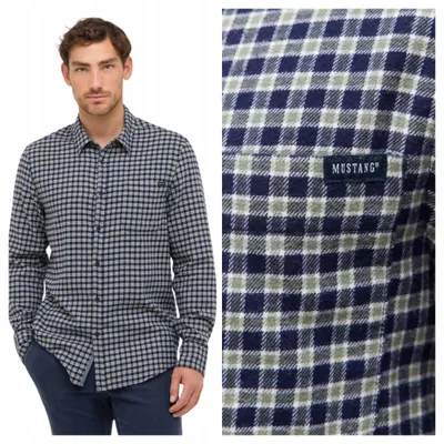 Immagine prodotto di Mustang | Camicia da uomo Eastbridge, blu a quadri, in cotone, vestibilità regular, taglia L