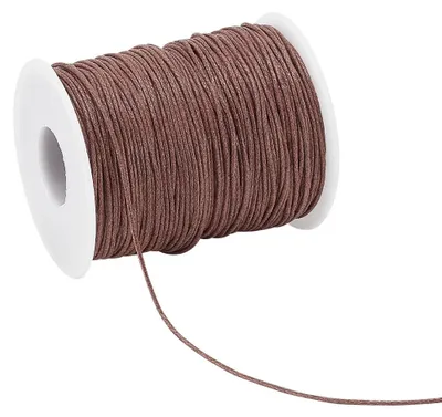 Productafbeelding van Gewachse katoenen koord - 1 mm diameter - Geschikt voor knutselen en sieraden maken - Zadelbruin, 91 meter per rol