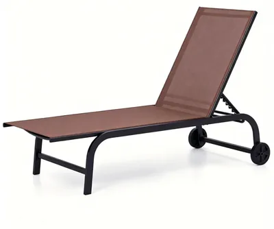 Immagine prodotto di Sedia da giardino KOMFOTTEU con ruote, sdraio in tessuto, schienale regolabile con 6 posizioni, sedia prendisole da esterno mobile, portata massima 150 kg