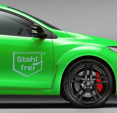 Produktbild von Aufkleber - 2er Set Autoaufkleber "Edelrost - Stahlfrei" je 25cm x 34cm pastelltürkis - Tuning Carystyling Heckscheibe Auto