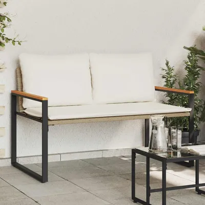 Produktbild von "Schlussverkauf" Sitzbank Langlebig - Flurbank 1 PC - Für den Flur - mit Kissen Beige und Cremeweiß 115x65x72 cm Rattan C15471