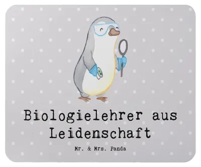 Produktbild von Mr. & Mrs. Panda Mousepad Biologielehrer Leidenschaft - Grau Pastell - Geschenk, Mauspad, Spruch, mausteppich, Biologie, laptop, Grundschule, Mouse Pad, Lustig