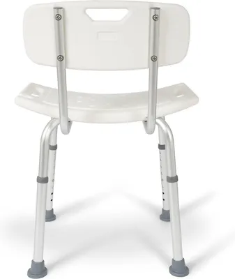 Höhenverstellbarer Duschhocker mit Rückenlehne - rutschfeste Duschsitz - Badhocker 39-57 cm - weiß