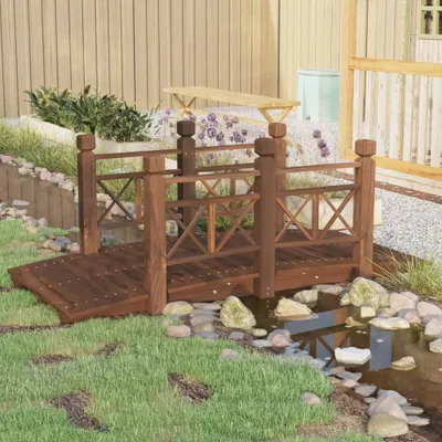 Produktbild von vidaXL Záhradný mostík so zábradlím 150x67x56 cm Masívne smrekové drevo