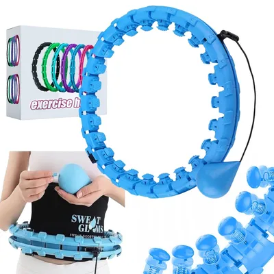 Obrázok produktu pre Hula hoop na cvičenie s obťažím a výstupkami modrý, nastaviteľný fitness kruh pre spaľovanie kalórií a formovanie postavy